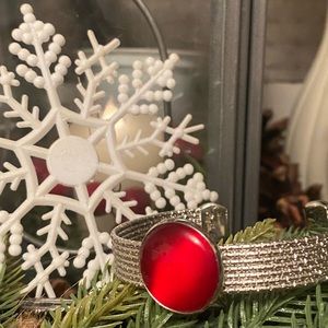 Large Red Gemstone Cuff Bracelet